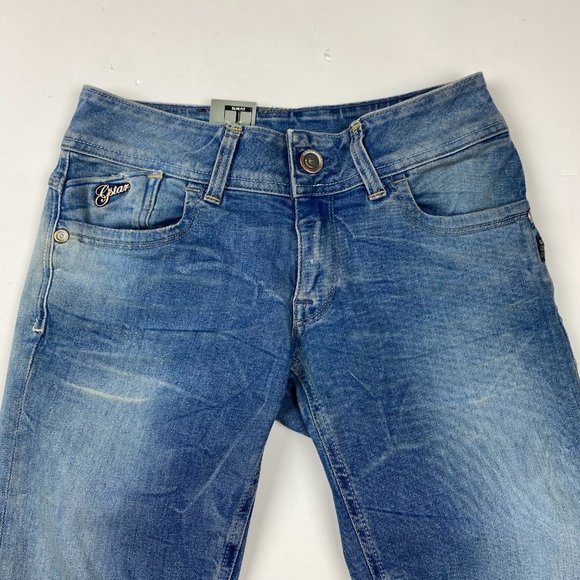 NEW G-Star Lynn Skinny Jeans Womens 27 x 32 Medium Aged Blossom Super Stretch - Picture 3 of 14